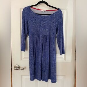 Boden Blue Long-Sleeve Scoop-Neck Dot Dress